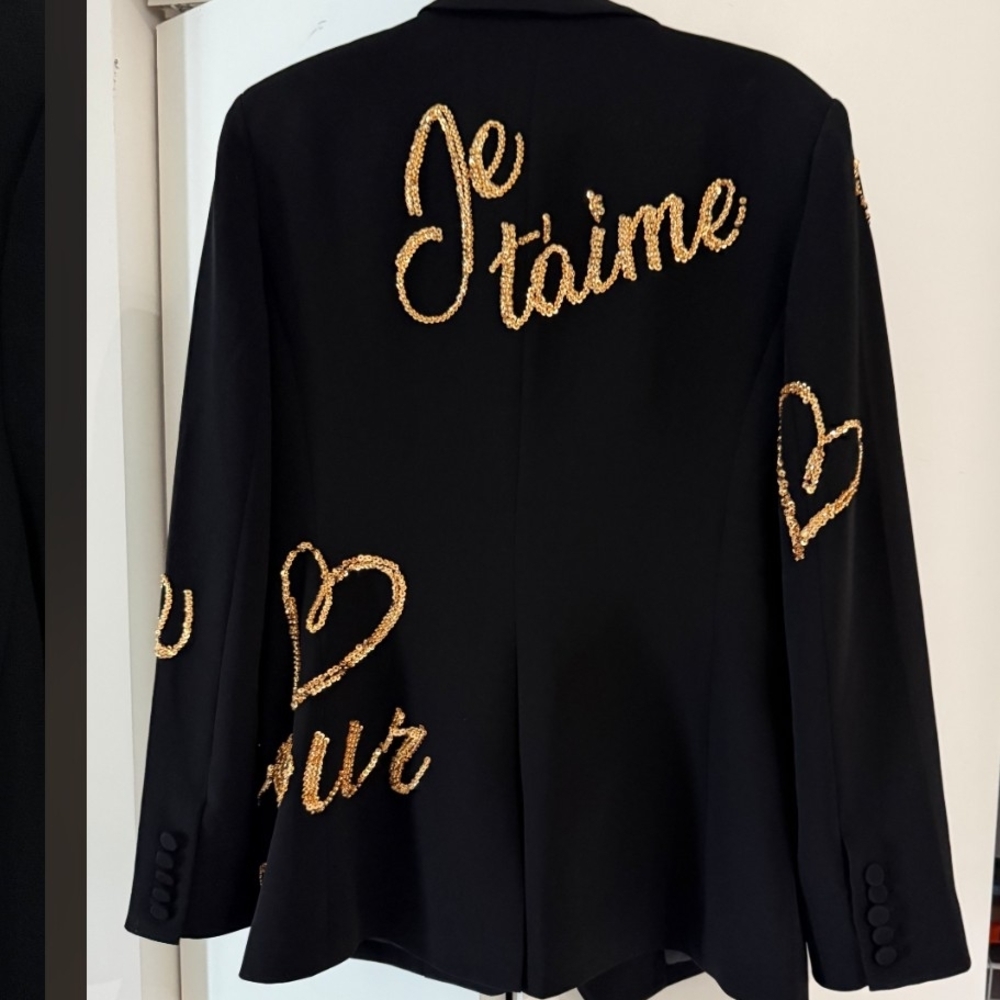 Cinq A Sept Black Blazer with Gold Embellishments